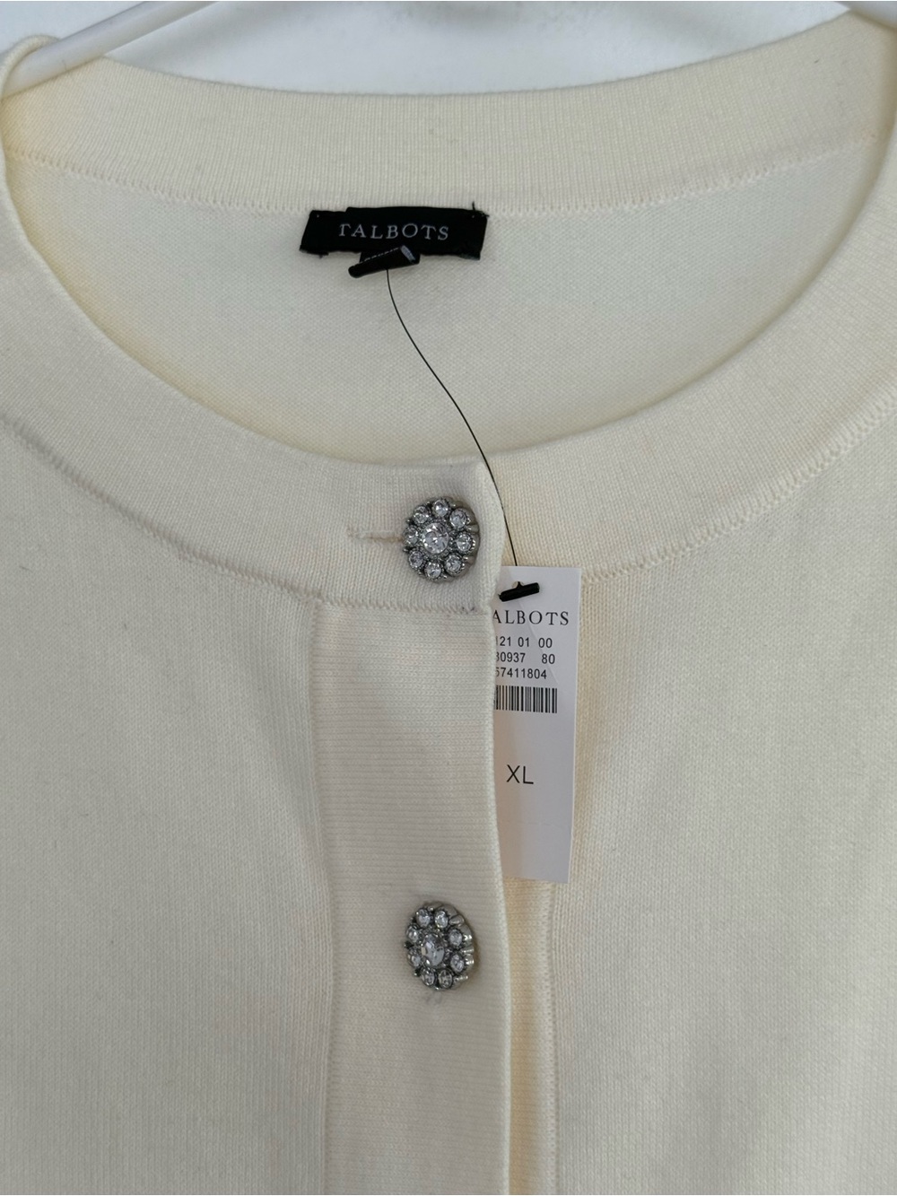 Talbots Cream Button-Front Knit Cardigan - Picture 2 of 8